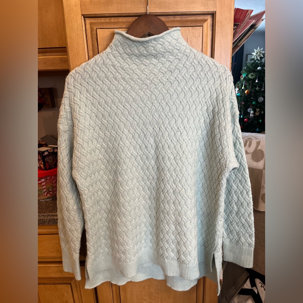 Vince Camuto Soft Light Blue Knit Mock Neck Sweater